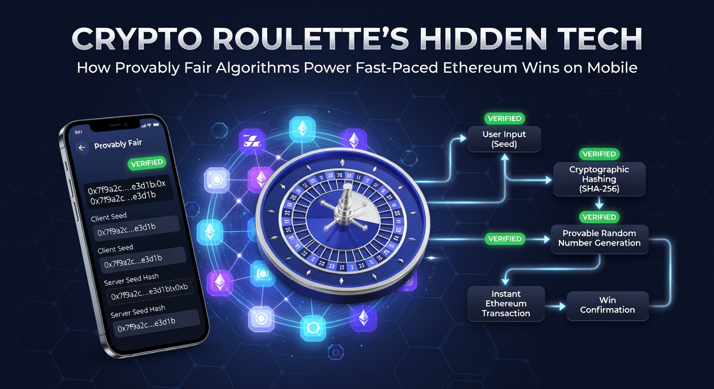 Ethereum-Transaktionen in Echtzeit auf einem Mobilgerät während eines Crypto-Roulette-Spiels mit Provably-Fair-Verifizierung