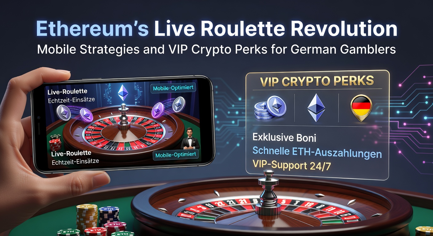 Ein dynamisches Bild von einem Smartphone, das ein Live-Roulette-Spiel mit Ethereum-Wallet im Vordergrund zeigt, umgeben von deutschen Flaggen und Krypto-Symbolen