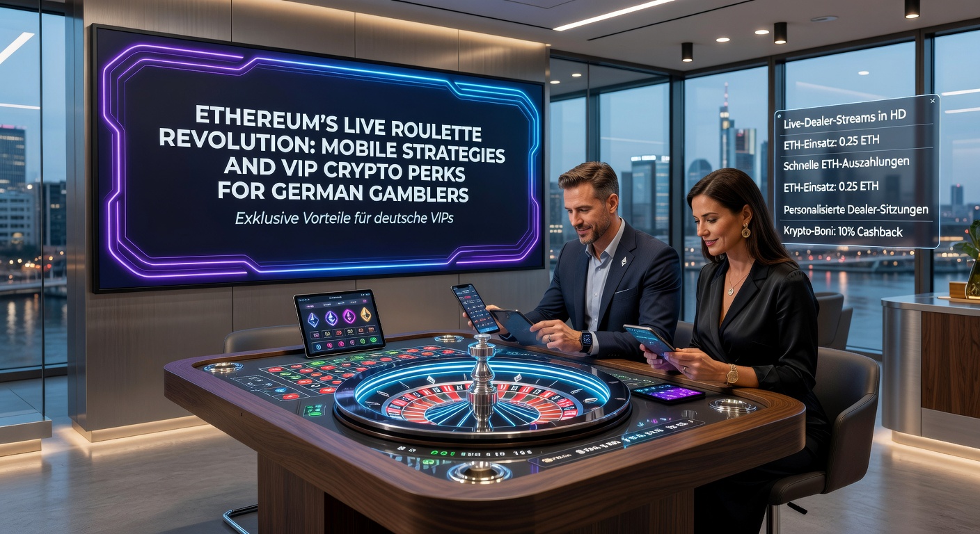 VIP-Bereich eines Ethereum-Casinos mit luxuriösen Elementen wie Goldmünzen, Ethereum-Logos und einem High-Roller-Tisch, speziell für deutsche Spieler konzipiert