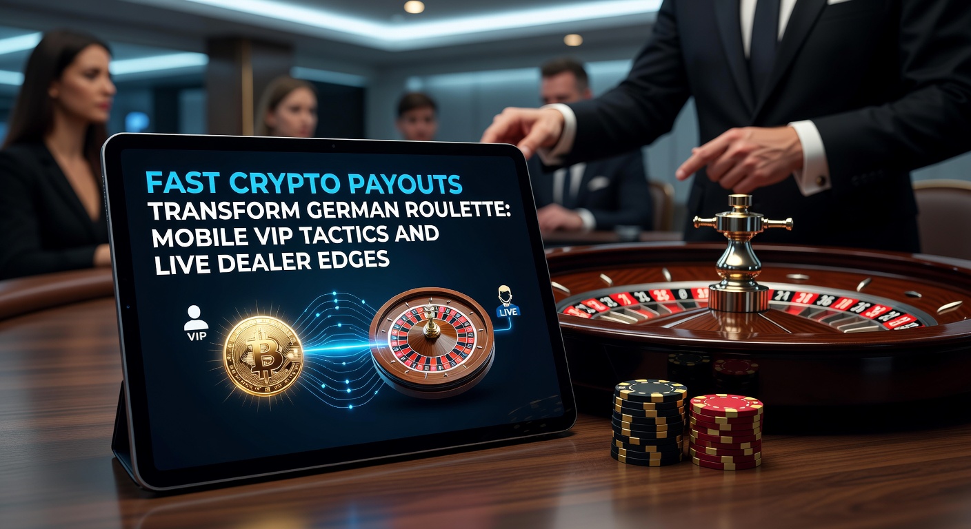 Smartphone mit Roulette-App und Krypto-Wallet, das schnelle Auszahlungen symbolisiert, während ein Live-Dealer im Hintergrund dreht