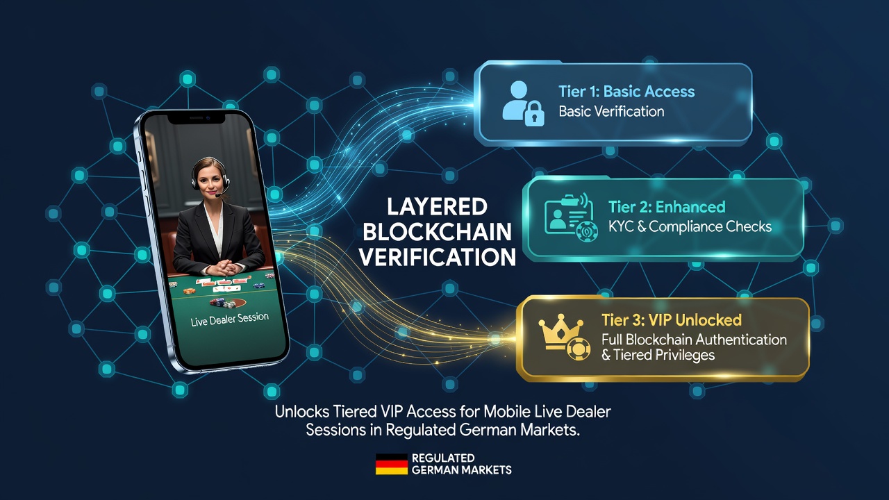 Darstellung mehrschichtiger Blockchain-Verifizierung in mobilen Live-Dealer-Umgebungen