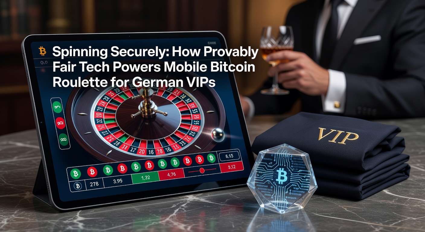 Smartphone mit Bitcoin-Roulette-App, das ein sicheres und faires Spiel mit Provably-Fair-Symbolen zeigt